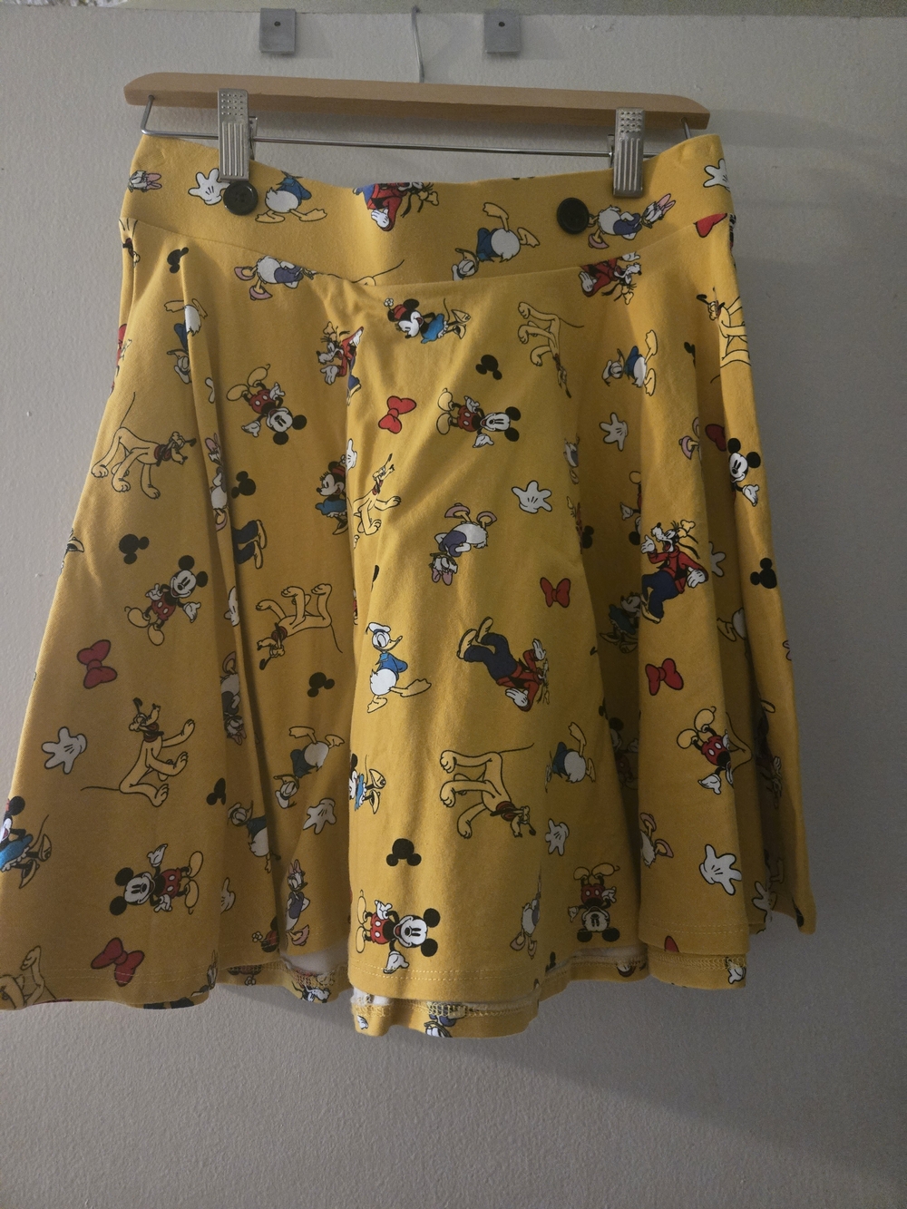 Yellow Disney-Print Flared Skirt